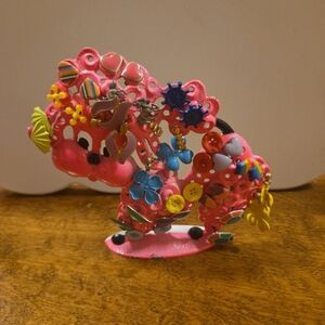 Pink Metal Poodle Earring Holder